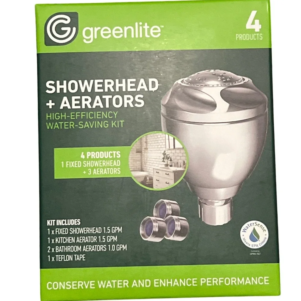 Greenlite‎ Showerhead Aerator High Efficiency Water Saving Kit 4 Products